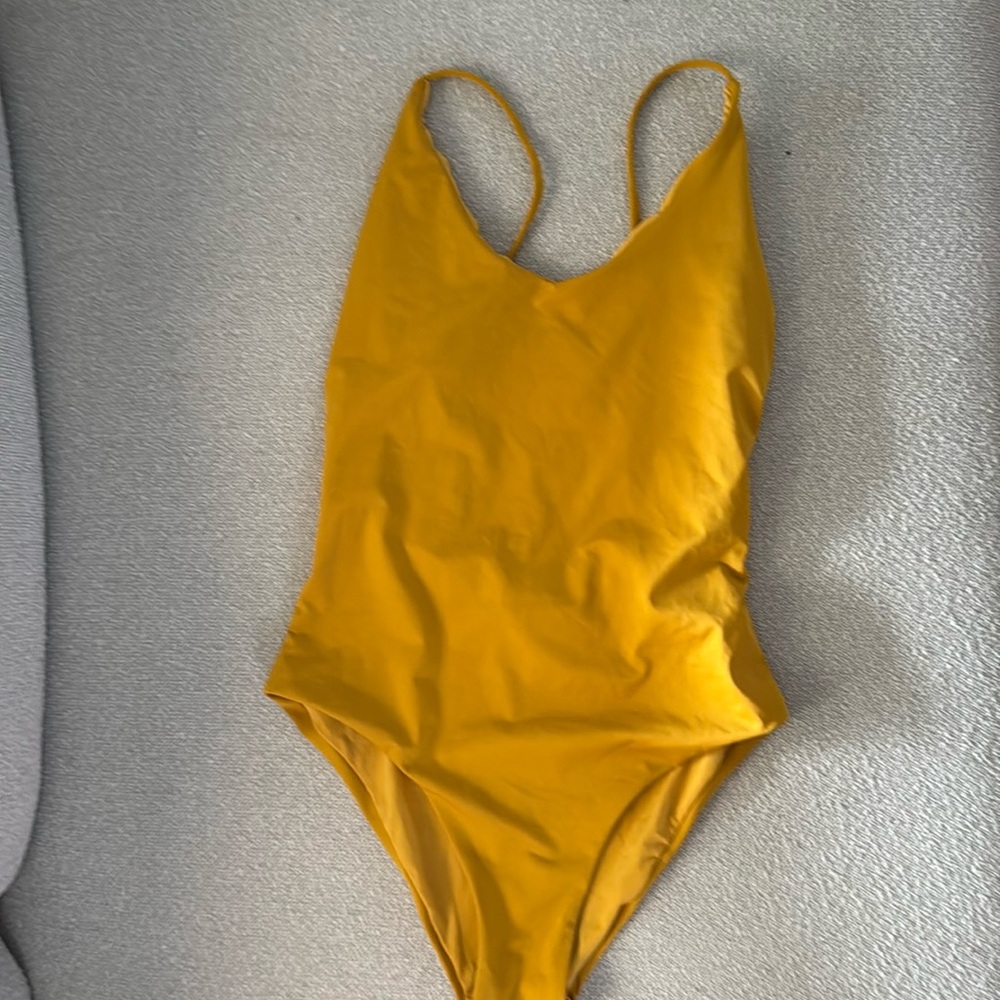 Zara Mustard Yellow One-Piece Swimsuit